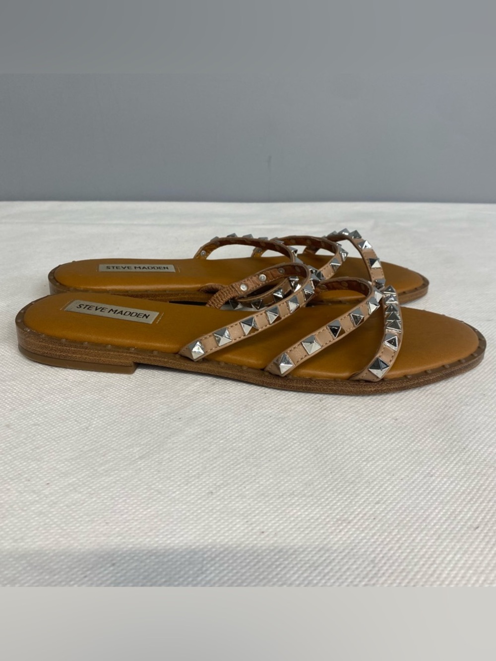 Steve Madden Brown Studded Strappy Flat Sandals